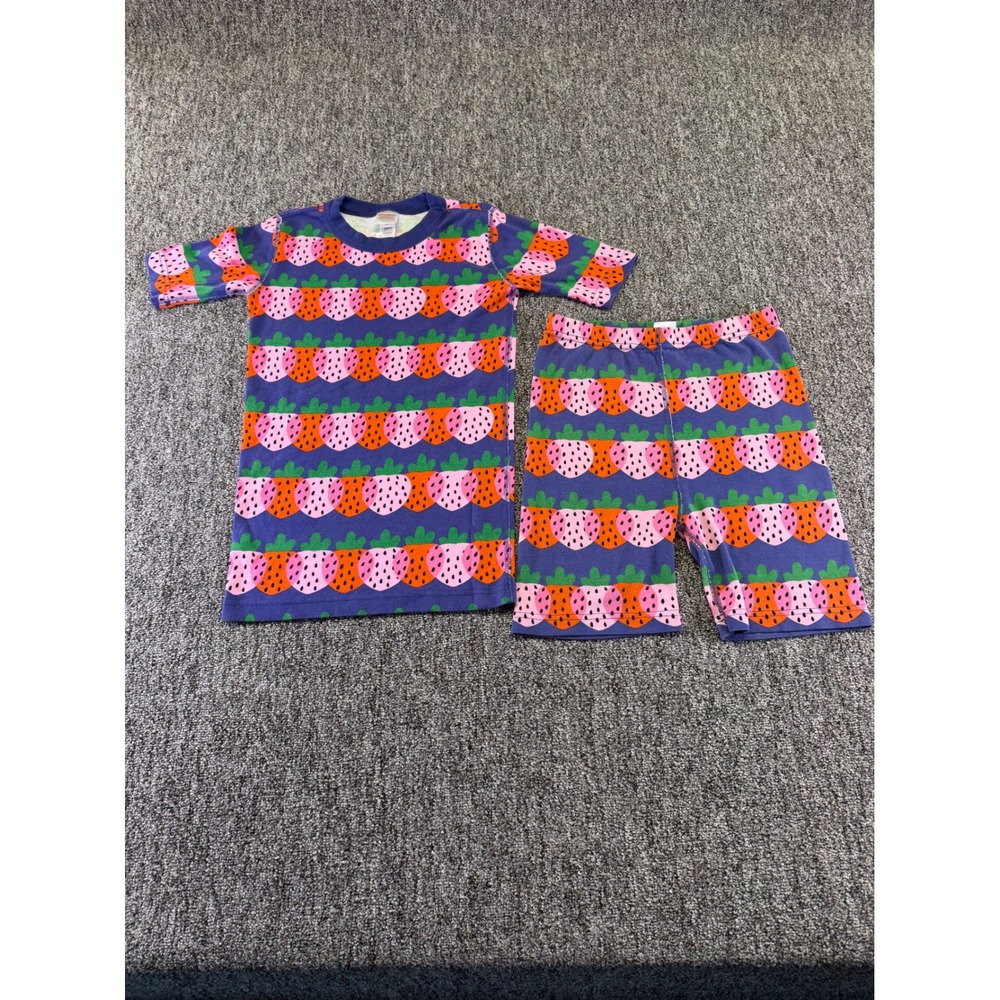 Hanna Andersson Pajama Set Kids 14-16 Purple Strawberry Organic Cotton Snug Fit